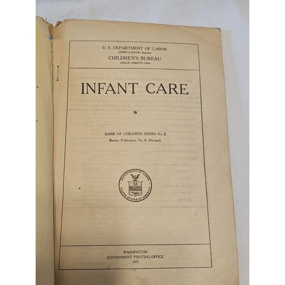 Vintage Antique 1923 Original Edition Infant Care U.S. Dept Of Labor